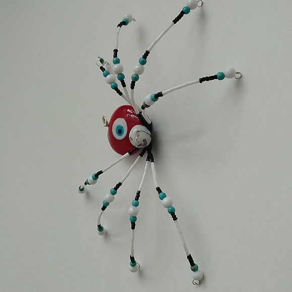 Large Handmade Glass and Plastic Beaded Spider - Picture 1 of 3